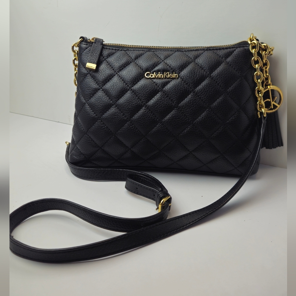 Calvin Klein Black Crossbody with Gold Chain